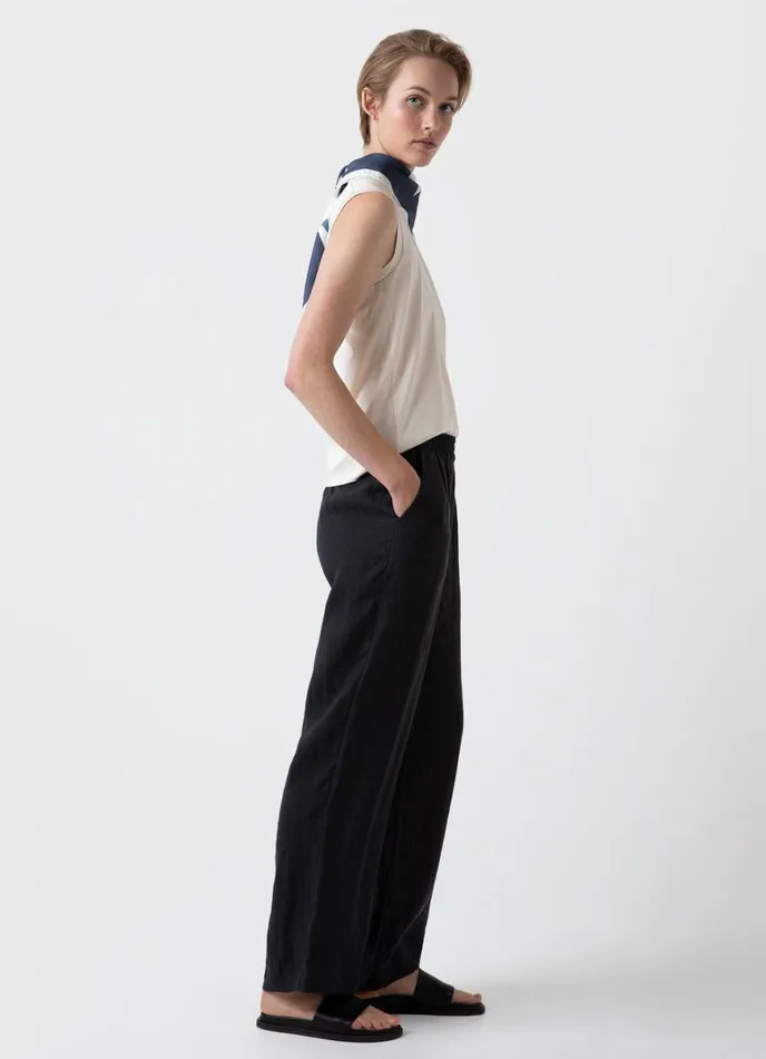 SUNSPEL Pants Drawstring Wide Leg Trouser Black 8211 Women