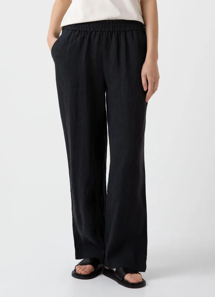 SUNSPEL Pants Drawstring Wide Leg Trouser Black 8211 Women
