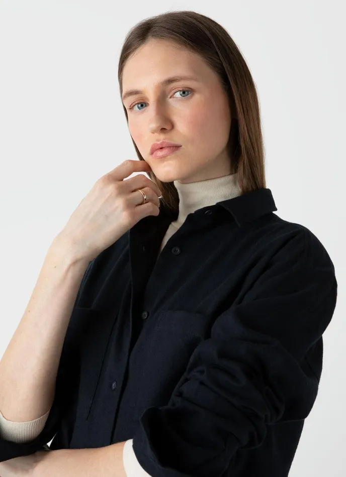 SUNSPEL Shirts and Blouses Oversized Flannel Shirt Black 8211 Women
