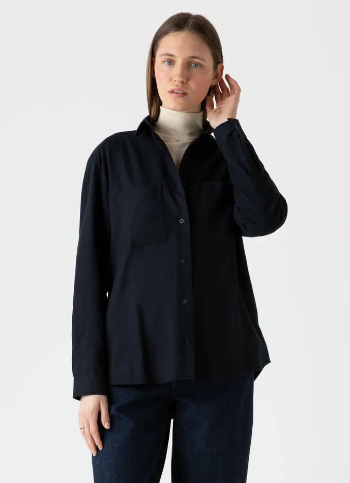 SUNSPEL Shirts and Blouses Oversized Flannel Shirt Black 8211 Women