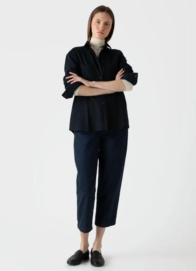 SUNSPEL Shirts and Blouses Oversized Flannel Shirt Black 8211 Women