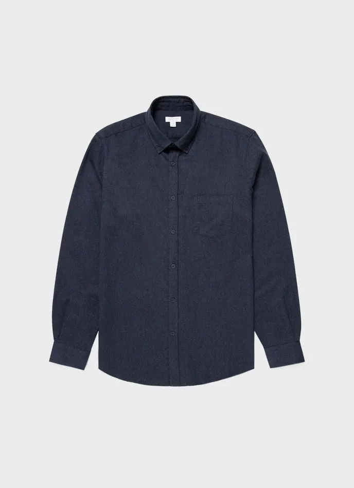 SUNSPEL Shirts Button Down Flannel Shirt Navy Melange 8211 Men