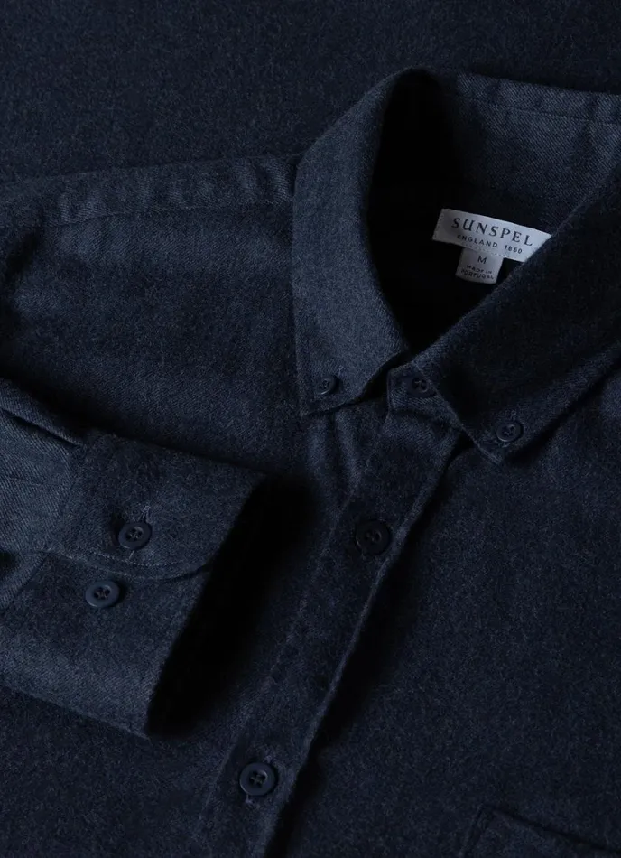 SUNSPEL Shirts Button Down Flannel Shirt Navy Melange 8211 Men