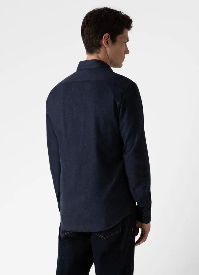 SUNSPEL Shirts Button Down Flannel Shirt Navy Melange 8211 Men