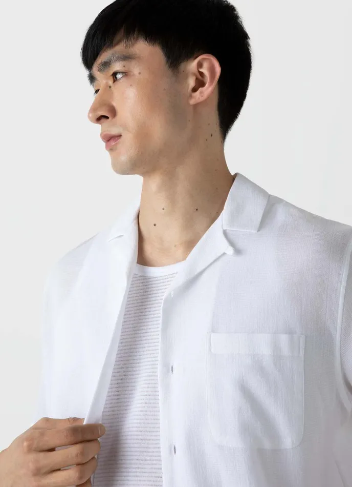 SUNSPEL Shirts Waffle Camp Collar Shirt White 8211 Men