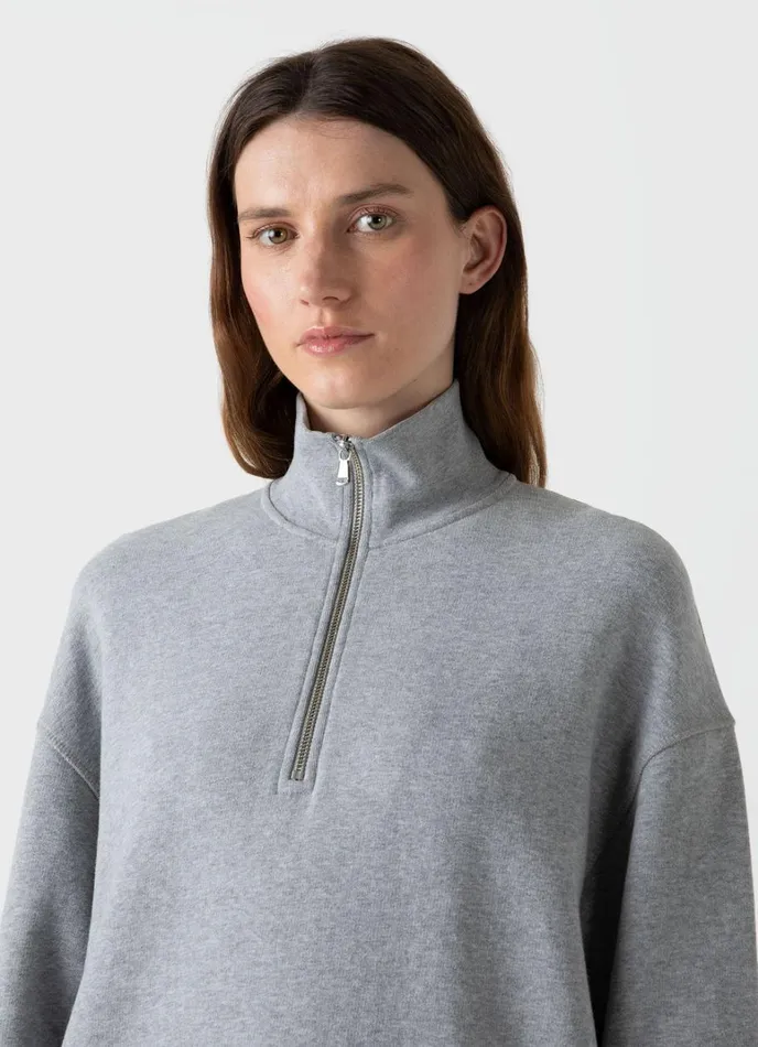 SUNSPEL Sweatshirts and Sweatpants Half Zip Loopback Sweatshirt Grey Melange 8211 Women SUNSPEL Sweatshirts and Sweatpants Half Zip Loopback Sweatshirt Grey Melange 8211 Women