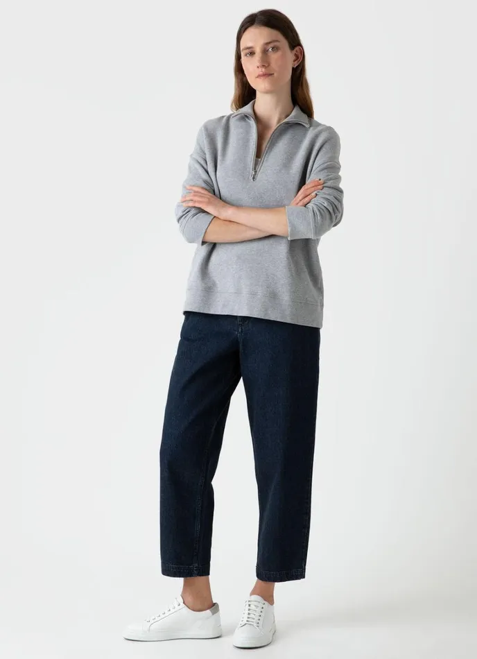 SUNSPEL Sweatshirts and Sweatpants Half Zip Loopback Sweatshirt Grey Melange 8211 Women