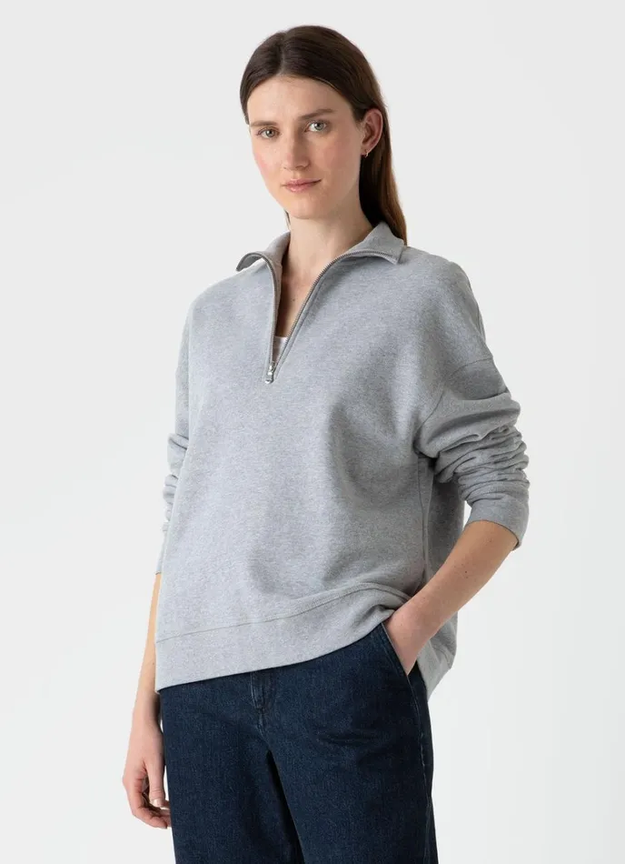 SUNSPEL Sweatshirts and Sweatpants Half Zip Loopback Sweatshirt Grey Melange 8211 Women
