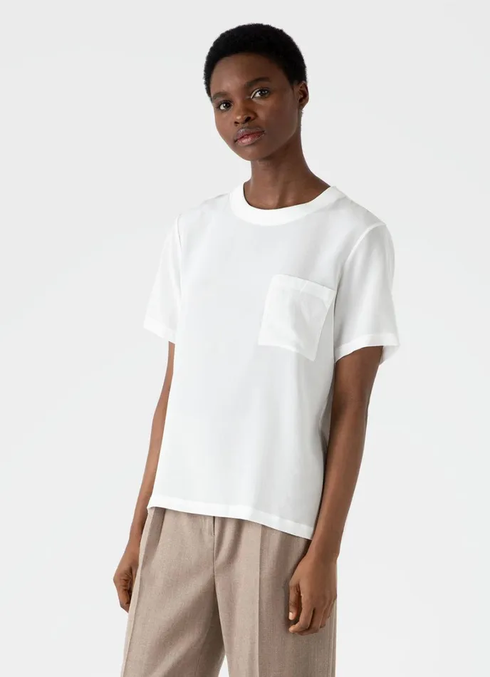 SUNSPEL Tshirts and Tops Woven Silk Tshirt Ecru 8211 Women