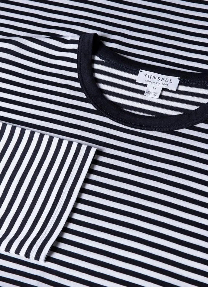 SUNSPEL Tshirts Long Sleeve Classic Tshirt Whitenavy English Stripe 8211 Men