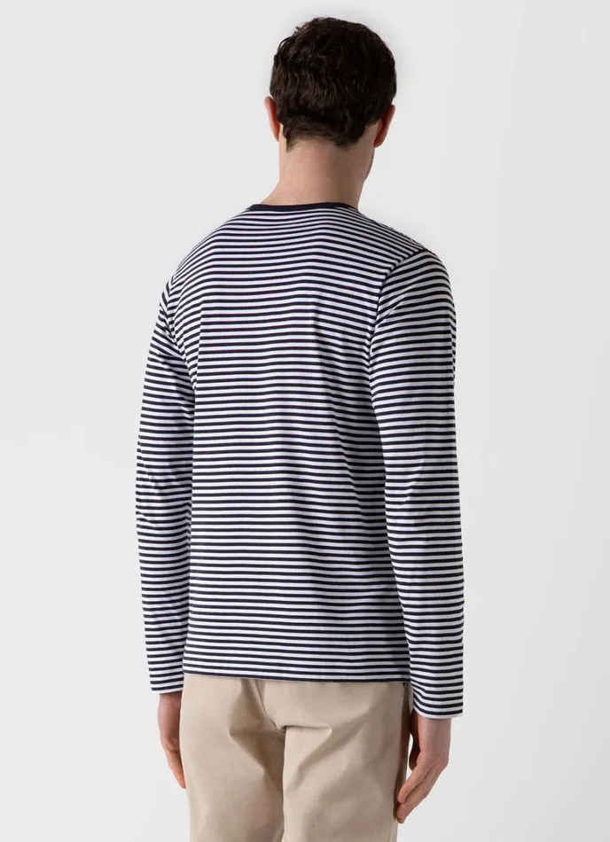 SUNSPEL Tshirts Long Sleeve Classic Tshirt Whitenavy English Stripe 8211 Men