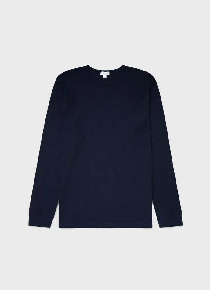 SUNSPEL Tshirts Long Sleeve Waffle Tshirt Navy 8211 Men