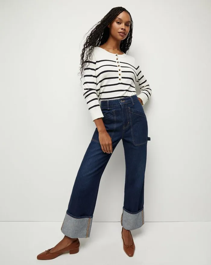 Sweaters Shop Veronica Beard Dianora Striped Knit Top Offwhitenavy