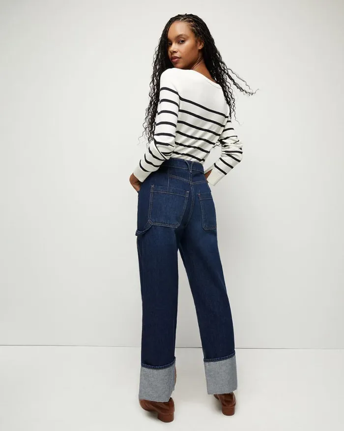 Sweaters Shop Veronica Beard Dianora Striped Knit Top Offwhitenavy