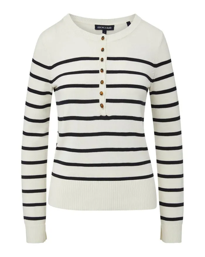 Sweaters Shop Veronica Beard Dianora Striped Knit Top Offwhitenavy