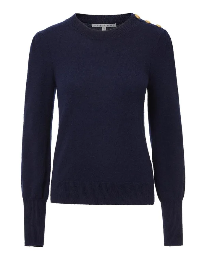 Sweaters Shop Veronica Beard Nelia Cashmere Pullover Button Accent Black