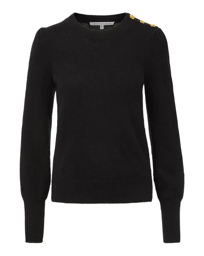 Sweaters Shop Veronica Beard Nelia Cashmere Pullover Button Accent Black