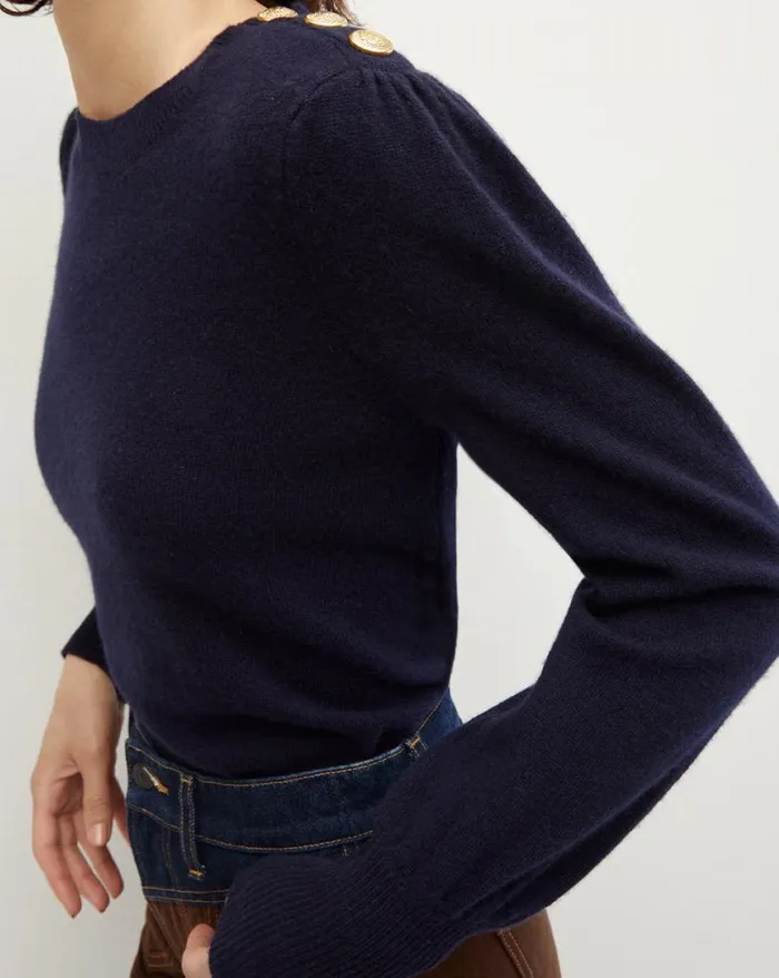 Sweaters Shop Veronica Beard Nelia Cashmere Pullover Button Accent Black