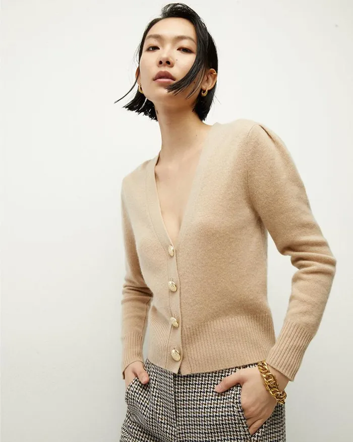 Sweaters Shop Veronica Beard Solene Cashmere Cardigan Beige