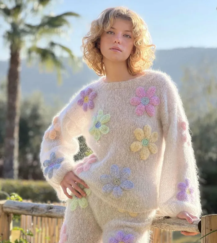 Sweaters Women Rose Carmine SWEATER FREE FLOWERS GRIS
