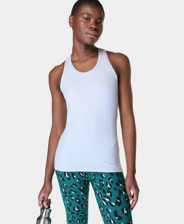 Sweaty Betty Athlete Seamless Gym Tank Salt Blue Clothing Tank Tops