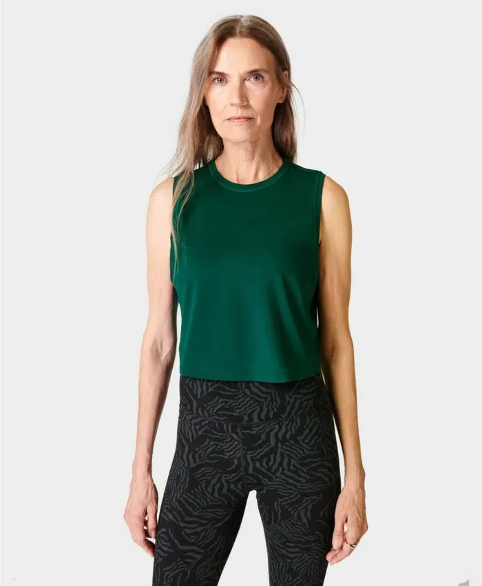 Sweaty Betty Breathe Easy Crop Muscle Tank Retro Green Clothing Tank Tops