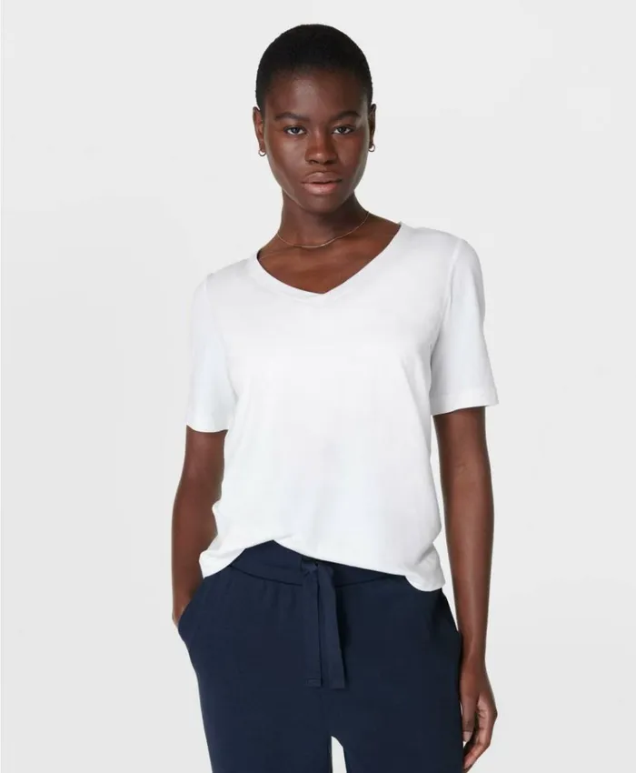 Sweaty Betty Essential VNeck Tee White Clothing TShirts