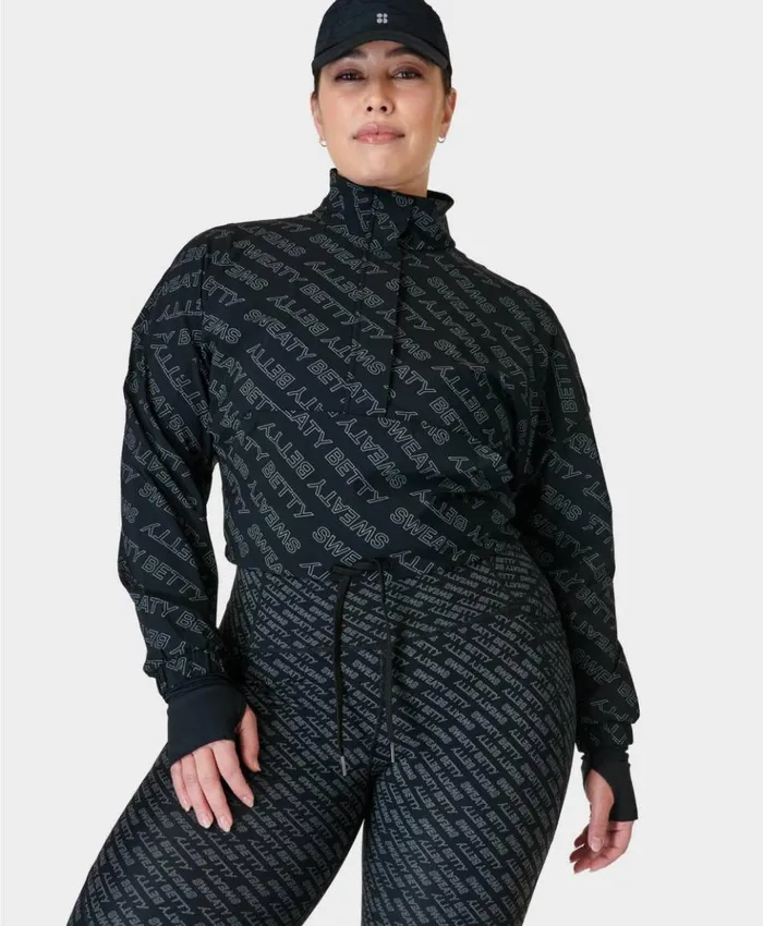 Sweaty Betty Explorer Half Zip Midlayer Grey Glitch Typography Print Clothing Sweatshirts Hoodies Sweaty Betty Explorer Half Zip Midlayer Grey Glitch Typography Print Clothing Sweatshirts Hoodies