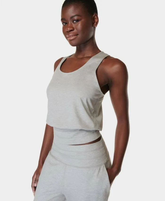 Sweaty Betty Gaia Yoga Tank Light Grey Marl Clothing Tank Tops
