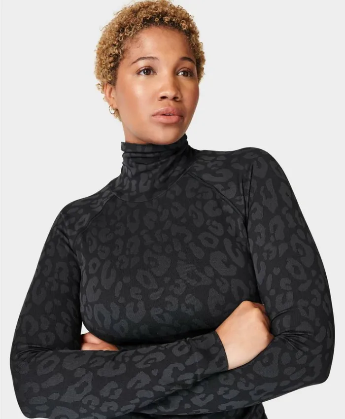 Sweaty Betty High Neck Leopard Jacquard Base Layer Top Black Leopard Paint Jacquard Clothing Sweaty Betty High Neck Leopard Jacquard Base Layer Top Black Leopard Paint Jacquard Clothing