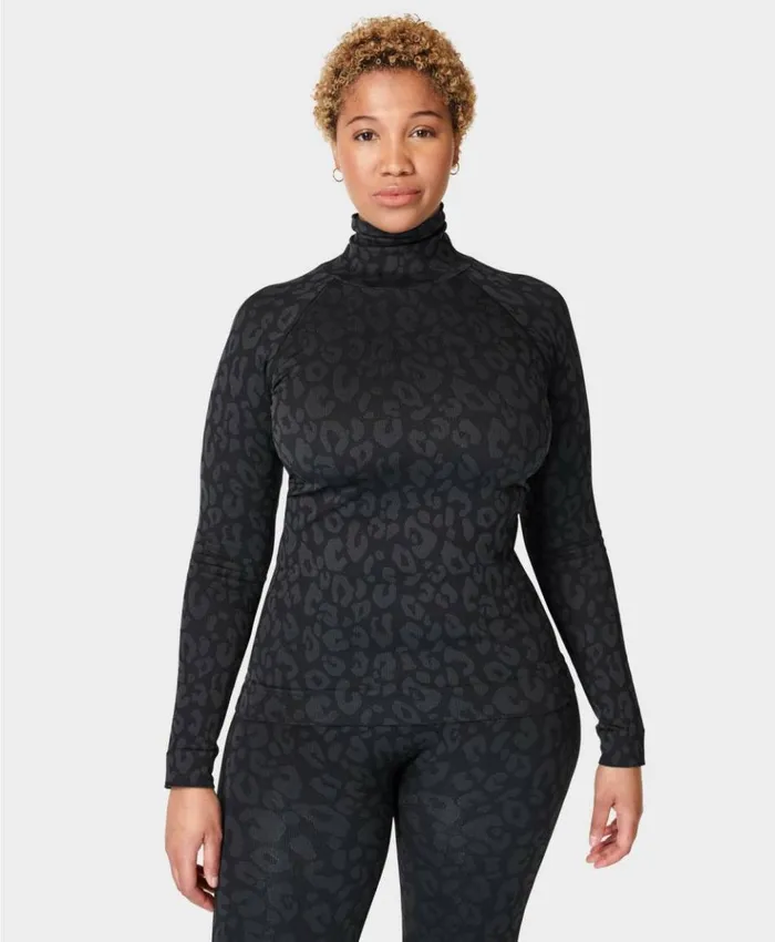 Sweaty Betty High Neck Leopard Jacquard Base Layer Top Black Leopard Paint Jacquard Clothing Sweaty Betty High Neck Leopard Jacquard Base Layer Top Black Leopard Paint Jacquard Clothing