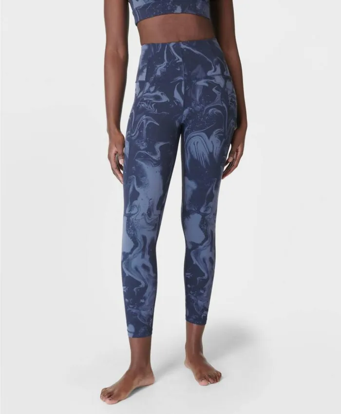 Sweaty Betty Super Soft 78 Yoga Leggings Blue Marble Speckle Print Clothing 78 Length