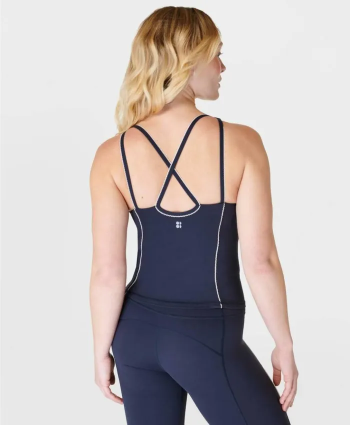 Sweaty Betty Super Soft Picot Lace Strappy Bra Tank Navy Blue Clothing Tank Tops Sweaty Betty Super Soft Picot Lace Strappy Bra Tank Navy Blue Clothing Tank Tops