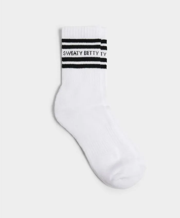 Sweaty Betty Varsity Slogan Socks White Black ClothingAccessories