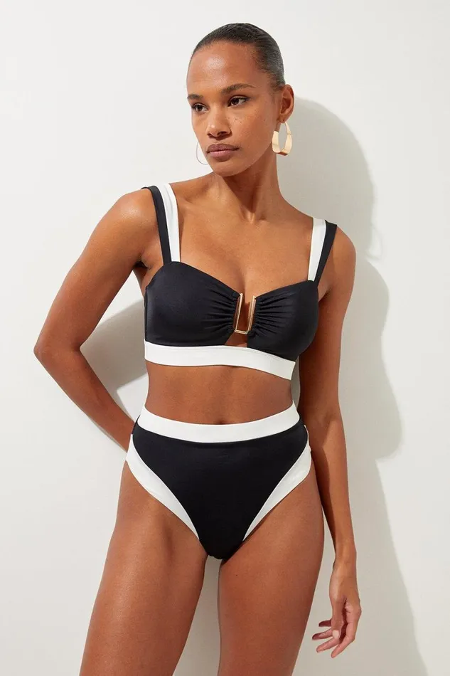 Swimwear Women Karen Millen High Waist High Cut Bikini Bottoms Black