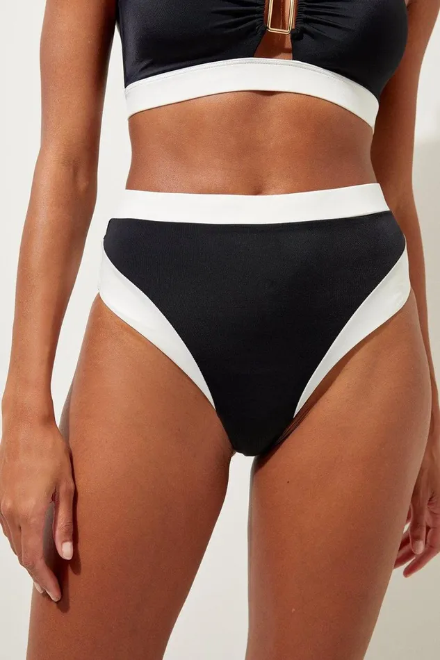 Swimwear Women Karen Millen High Waist High Cut Bikini Bottoms Black