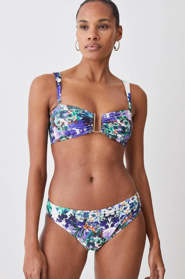 Swimwear Women Karen Millen Mirror Print Gold Trim Bikini Bottoms Purple