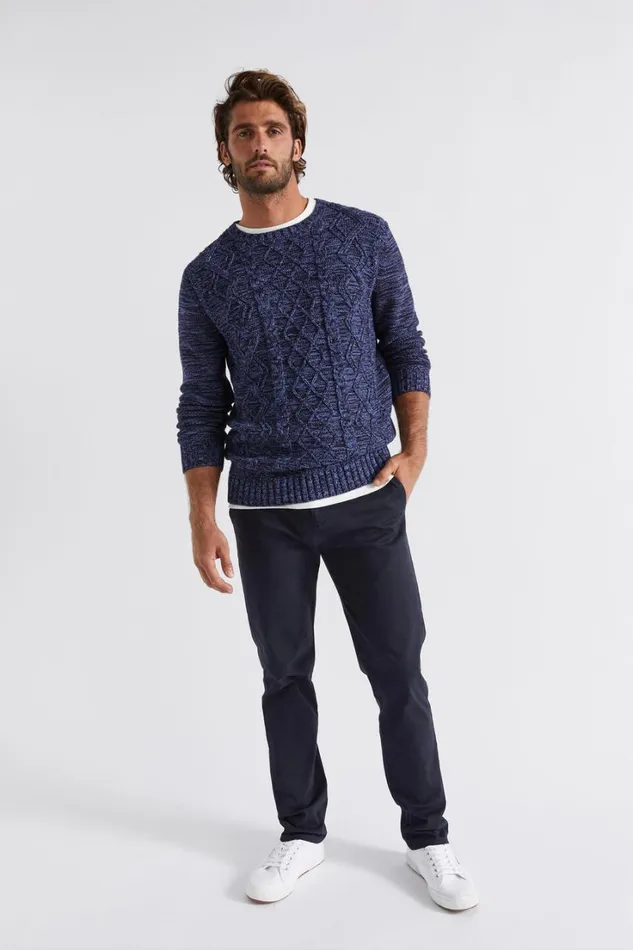 TShirts and Sweaters Man Seed Heritage Cable Knit Sweater Midnight Blue