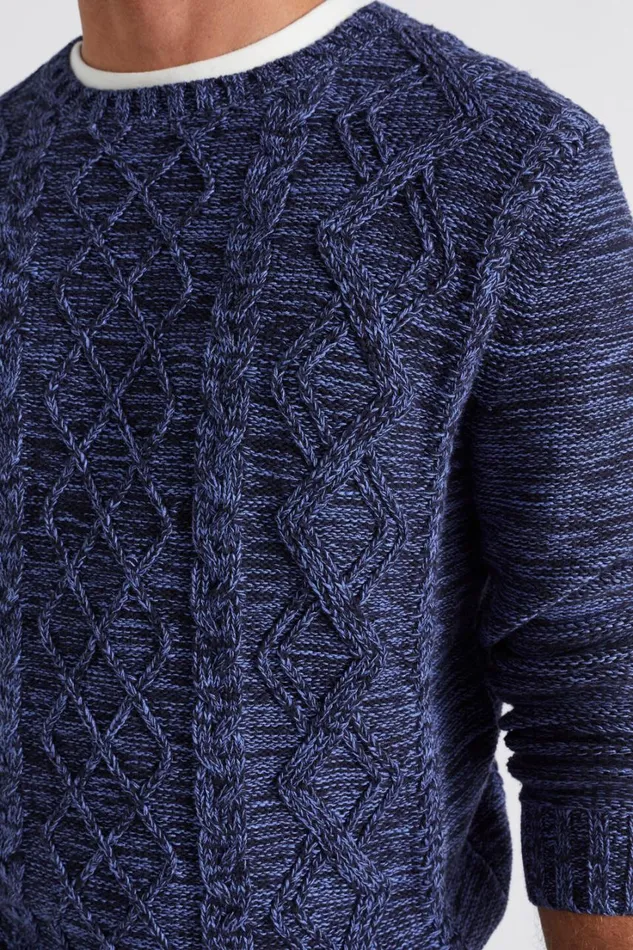 TShirts and Sweaters Man Seed Heritage Cable Knit Sweater Midnight Blue