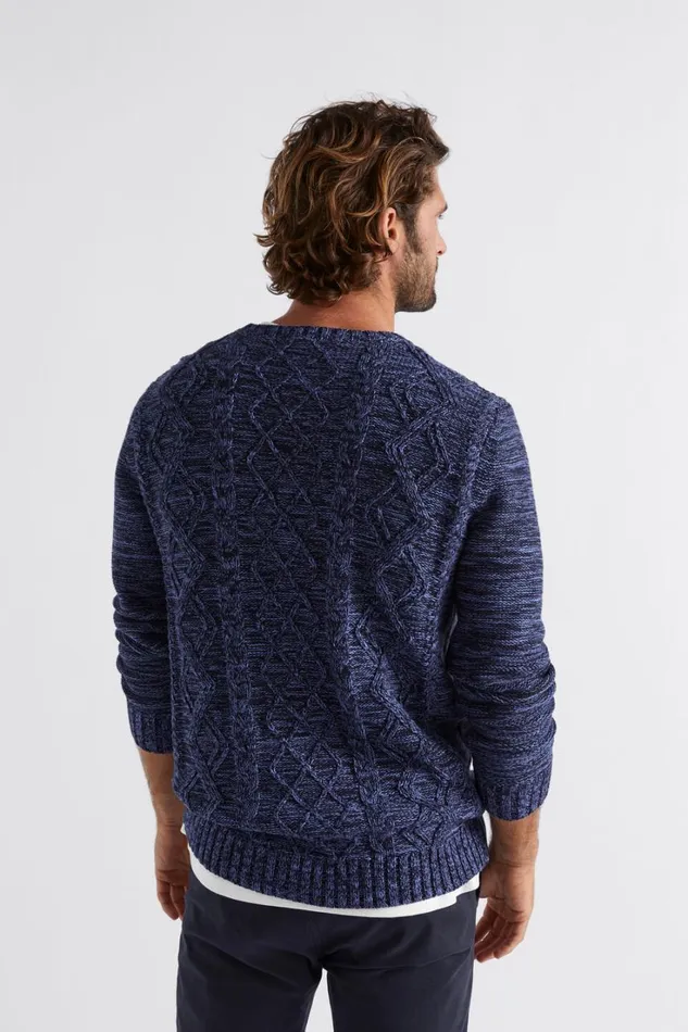 TShirts and Sweaters Man Seed Heritage Cable Knit Sweater Midnight Blue
