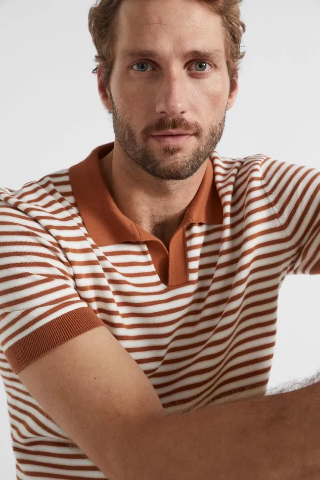 TShirts and Sweaters Man Seed Heritage Stripe Knitted Trophy Polo Sierra Stripe