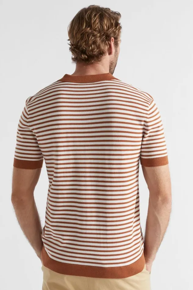 TShirts and Sweaters Man Seed Heritage Stripe Knitted Trophy Polo Sierra Stripe