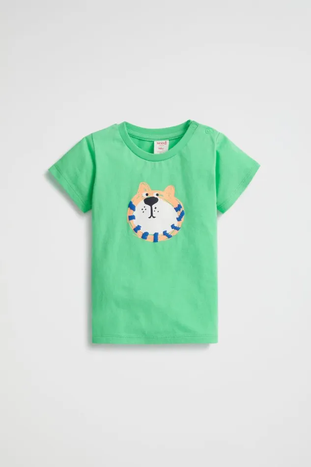 TShirts and Tops Baby Seed Heritage Tiger Face Tee Pine Lime