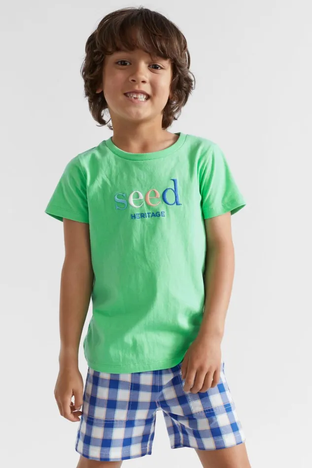 TShirts and Tops Boy Seed Heritage Core Logo Tee Pine Lime Multi