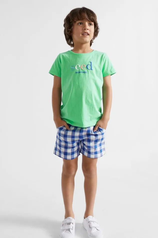 TShirts and Tops Boy Seed Heritage Core Logo Tee Pine Lime Multi