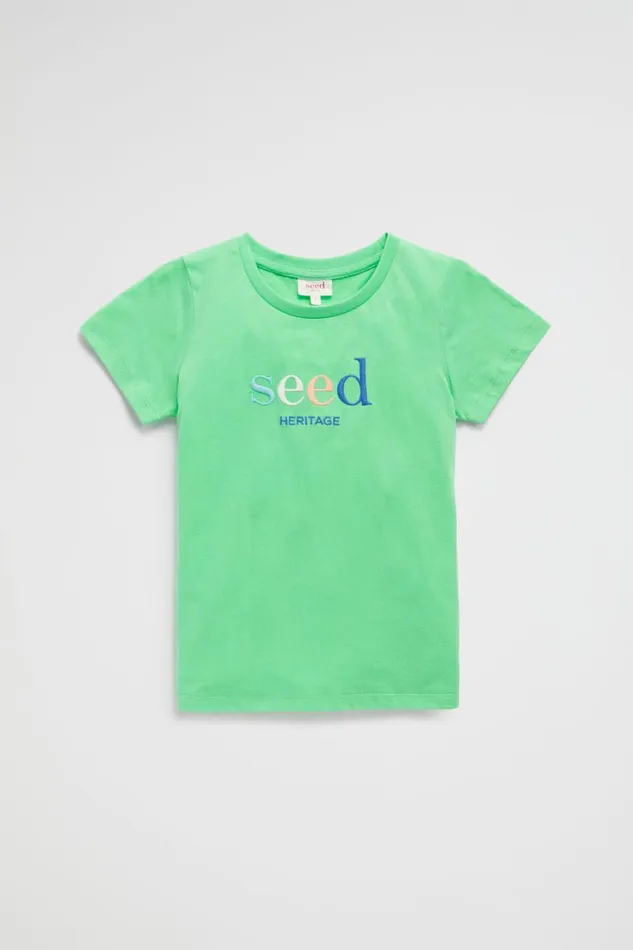 TShirts and Tops Boy Seed Heritage Core Logo Tee Pine Lime Multi