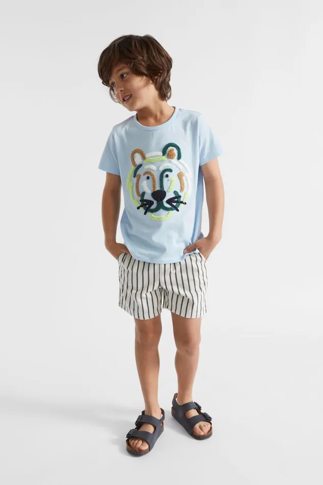 TShirts and Tops Boy Seed Heritage Tiger Face Tee Baby Blue