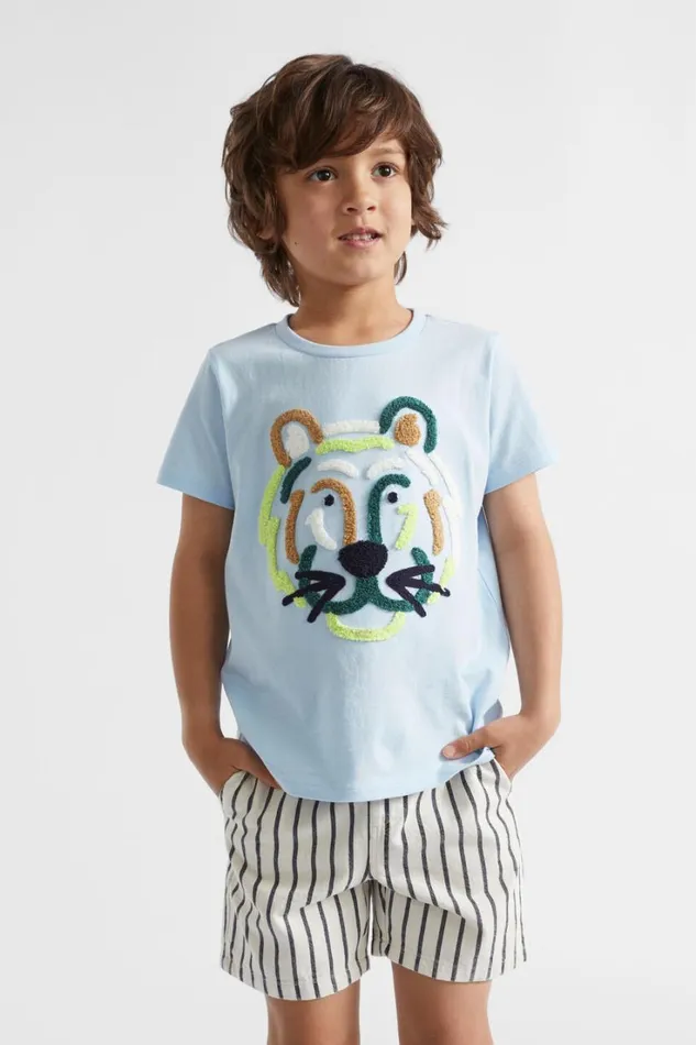 TShirts and Tops Boy Seed Heritage Tiger Face Tee Baby Blue