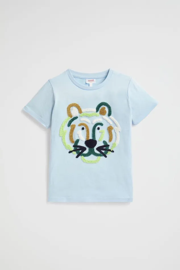 TShirts and Tops Boy Seed Heritage Tiger Face Tee Baby Blue