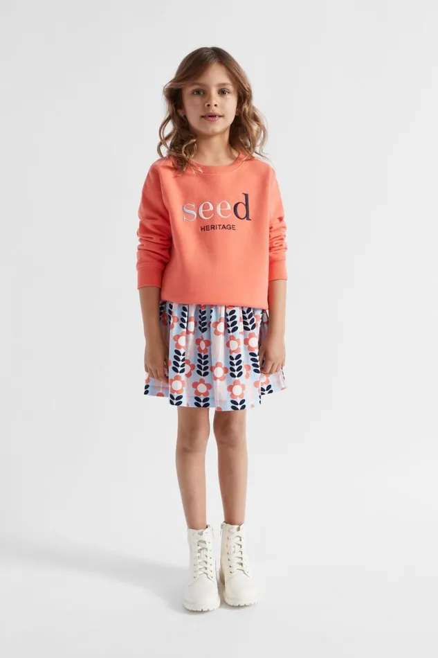 TShirts and Tops Girl Seed Heritage Core Logo Sweat Coral
